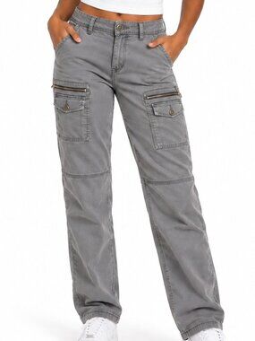 Supplies Womens 12 Gray Cargo Pants Zip Pockets Utility Straight Leg Y2K